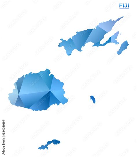 Vector Polygonal Fiji Map Vibrant Geometric Country In Low Poly Style