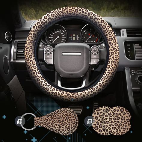 Amazon Pieces Leopard Cheetah Print Steering Wheel Cover Set