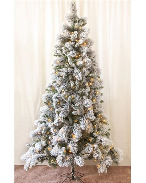 White Flocking Tree with 500 Warm White Christmas LED Lights 2.1m