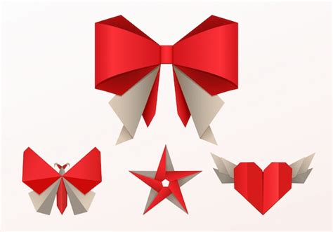 Premium Vector | Realistic origami style, bow butterfly and heart