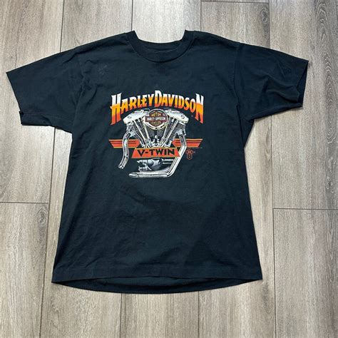 Vintage Harley Davidson V Twin T Shirt Size XL Black Single Etsy