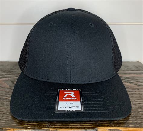 Richardson 110 Lg Xl Flexfit Trucker Hat Black Rusty Lids