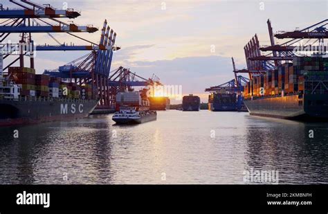 The Impressive Port Of Hamburg With Its Huge Container Terminals