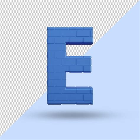 Renderização 3d Com Letras E Alfabeto Azul Psd Premium Criativo Psd