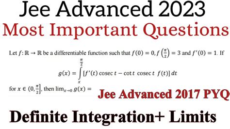 Jee Advanced 2023 Maths Definite Integration Definite Integration Jee