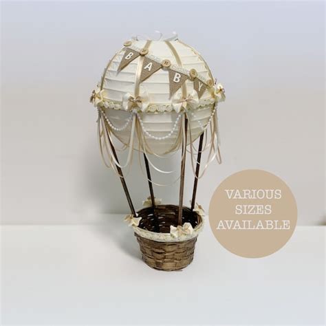Hot Air Balloon Centerpiece B A B Y Ivory Beige With Gold Etsy