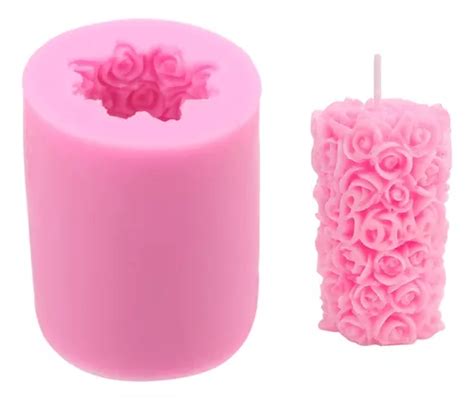 Molde De Silicona Para Velas Cil Ndricas De Rosas Para Jab Env O Gratis