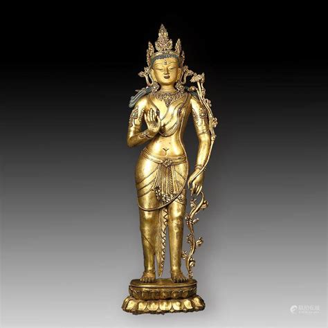 Bidlive Chinese Bronze Standing Buddha On Hexagonal Base