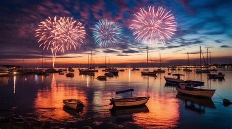 Premium AI Image | Fireworks Over the Harbor