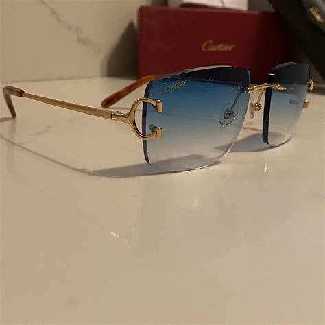 Gold Wire Cartier Frames Cartier Sunglasses Gold Depop