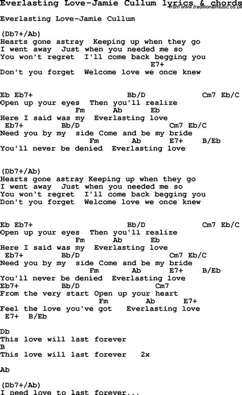 Love Song Lyrics For Everlasting Love Jamie Cullum With Chords