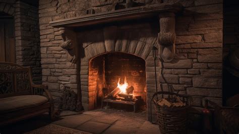 Castle Fireplace With A Picture Of Fire And A Fireplace Background ...