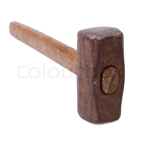 Old Sledge Hammer Closeup Isolated On Stock Image Colourbox