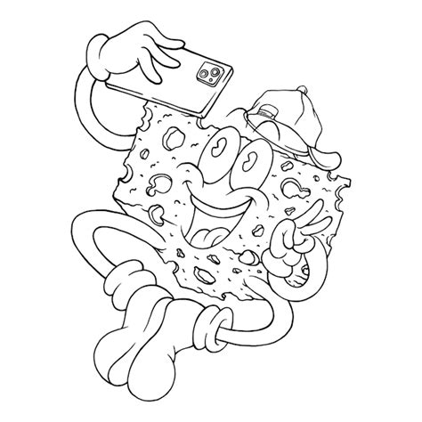 Premium Vector Coloring Illustration Of Cartoon Cheese Mascot Doing