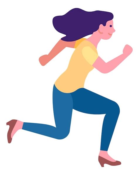 Mujer Corriendo Personaje Femenino Apresurado Persona De Dibujos