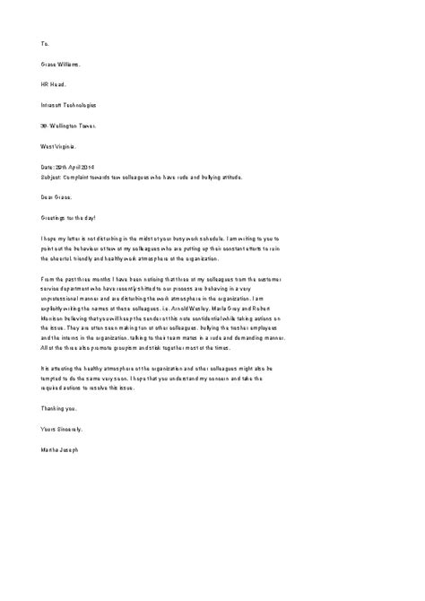 Hr Complaint Letter Template Pdfsimpli