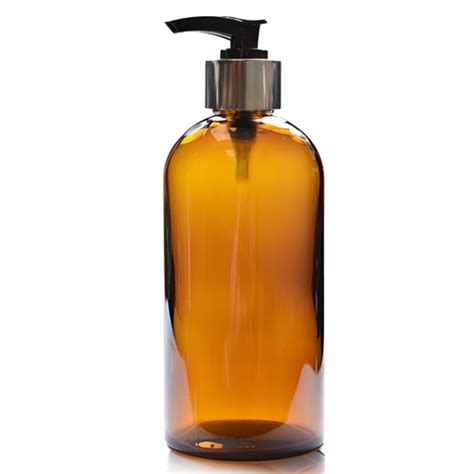 Ml Amber Glass Boston Bottle With Premium Pump Glass Bottles