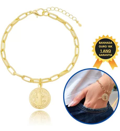 Pulseira Feminina São Bento Banhada A Ouro 18k Escorrega o Preço