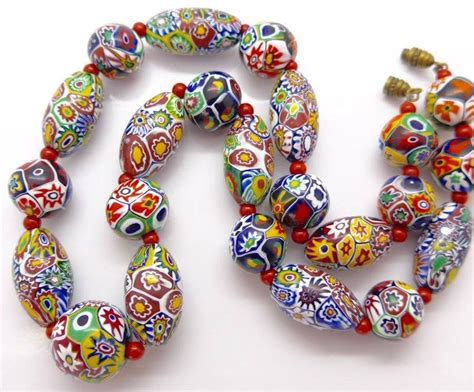 Vintage Venetian Art Deco Murano Moretti Millefiori Fine Glass Bead