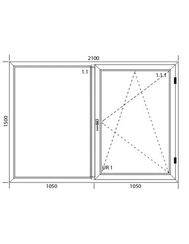 Okno PCV 2100 x 1500 Dwukwaterowe FIX Stałe Rozwierno uchylne