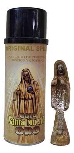 Spray Santa Muerte Oro Abundancia Y Riqueza Mini Santa Meses Sin