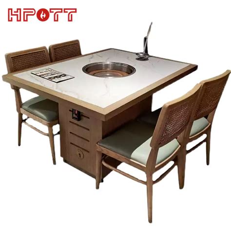 Built In Electric Infrared Cooker Hot Pot Table For Restaurant Hpott