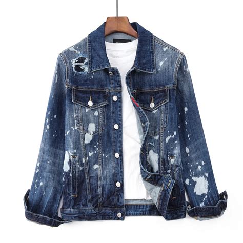 Veste En Jean Délavé Déchiré Pour Homme Vêtement De Marque Style Hip Hop De Luxe Européen