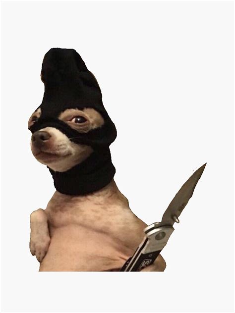 Dog With A Knife And Ski Mask Meme Sticker For Sale By Kaylaellis10