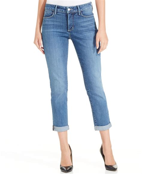 Lyst - Nydj Petite Cuffed Boyfriend Capri Jeans in Blue