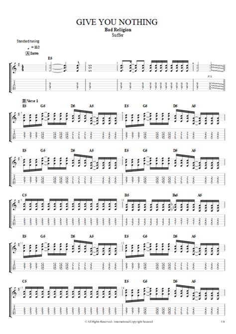 Give You Nothing Tab By Bad Religion Guitar Pro Full Score Mysongbook