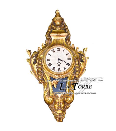 Orologio Da Parete Muro Stile Francese Luigi XV Barocco Antico Oro R115