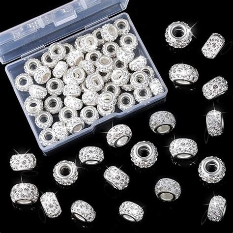 Amazon UHOMENY 50 Pcs Rhinestone European Beads Large Hole