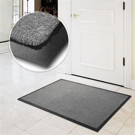 Tapis d Entrée Intérieur 60x90 cm Gris Paillasson de Porte