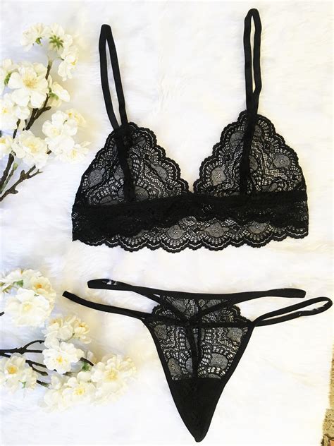 Black Lingerie CAMILLA Sexy Lingerie Set Sheer Lingerie Strappy Lingerie Lace Lingerie Black