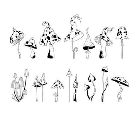 Premium Vector Mystical Mushroom Clip Art Bundle Hand Drawn Poisonous