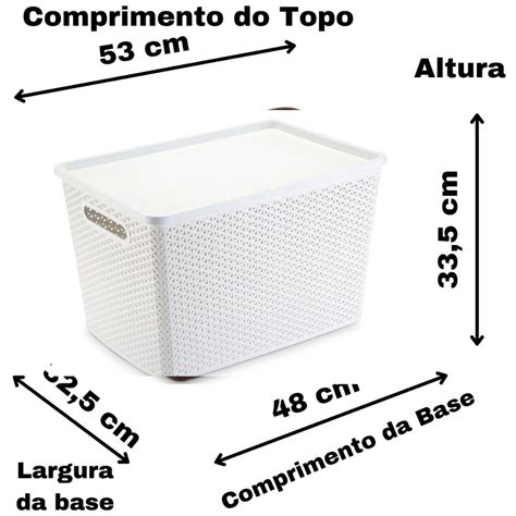 Caixa Organizadora Rattan Grande Tampa Litros Branco Shopee Brasil