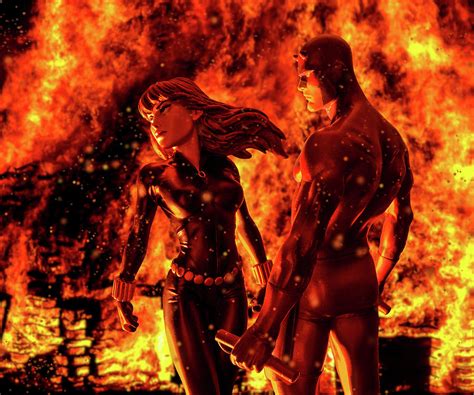 Daredevil And Black Widow Fire Photograph By Blindzider Photography