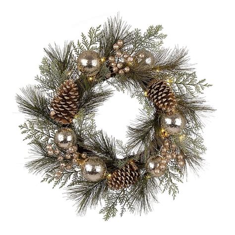 Greenery 24 Berry Holly Pine Cone Wreath Artificial Christmas