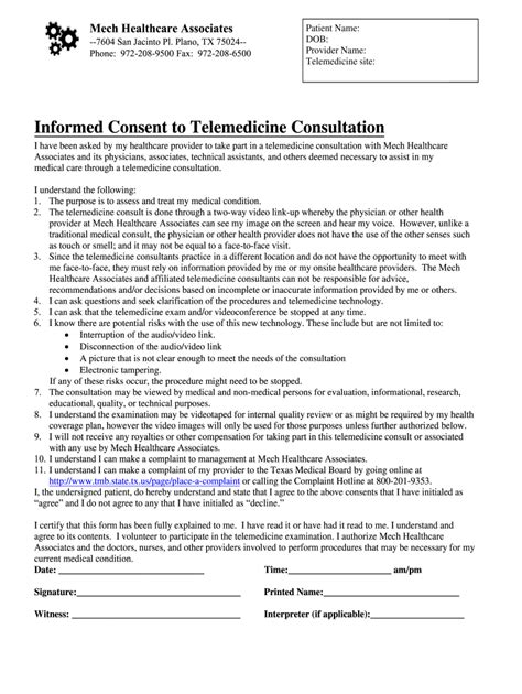 Telemedicine Documentation Template Fill Online Printable Fillable