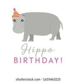 Vector Illustration Hippo Wearing Party Hat Stock Vector Royalty Free