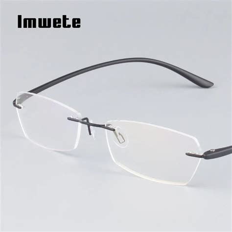 Imwete Business Glasses Frameless Myopia Glasses Men Women Tr90 Ultra Light Eyewear Frames