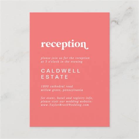 Retro Summer Hot Pink Wedding Reception Enclosure Card Zazzle