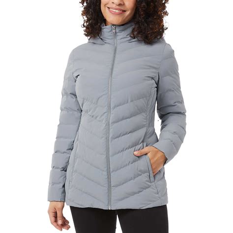 32 Degrees Womens Full Zip Water Resistant Power Tech Jacket With Fixed Hood