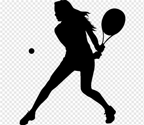 Tennis Girl Racket Silhouette Tennis Sport Monochrome Sticker Png