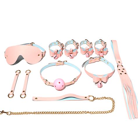 Eight Piece Box Set Role Play Handcuffs Chest Clip Ball Adult Sex Toys Pink Bell SM Products