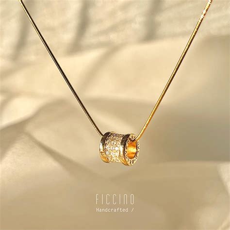 Ficcino K Gold Necklace With Dancing Diamond Pendant Emas Anti