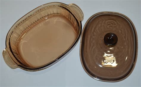 Corning Ware Visions Amber L Oval Roaster Casserole Dutch Oven Ribbed