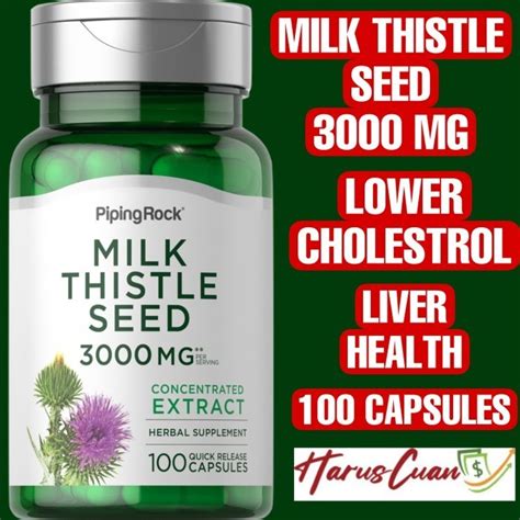 Jual Piping Rock Milk Thistle Seed 3000 Mg 100 Capsules Liver Health