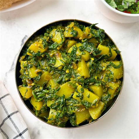 Aloo Palak Potato Spinach Stir Fry Indian Veggie Delight