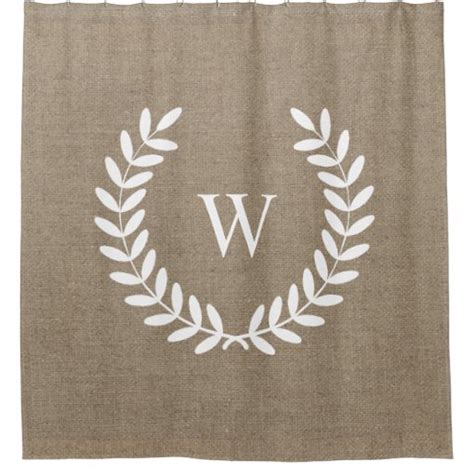 Farmhouse Rustic Country White Laurels Monogram Shower Curtain Zazzle